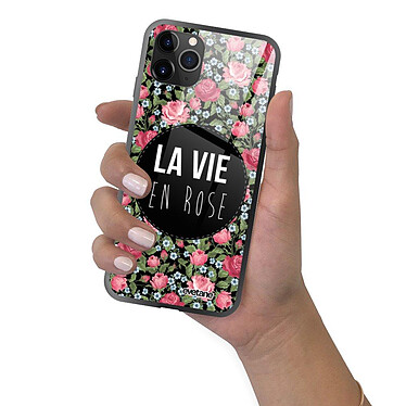 Evetane Coque en verre trempé iPhone 11 Pro Max La Vie en Rose pas cher