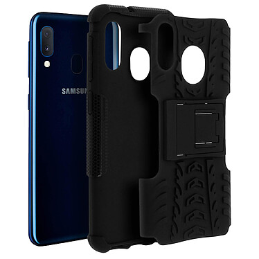 Avizar Coque Samsung Galaxy A20e Bi matière Rigide et Silicone Béquille Support Noir