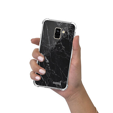 Evetane Coque Samsung Galaxy A8 2018 anti-choc souple angles renforcés transparente Motif Marbre noir pas cher