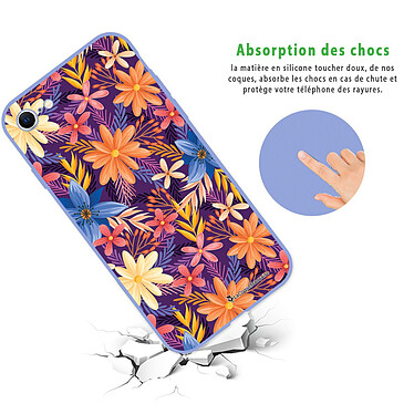 Avis LaCoqueFrançaise Coque iPhone 7/8/ iPhone SE 2020 Silicone Liquide Douce lilas Fleurs violettes et oranges