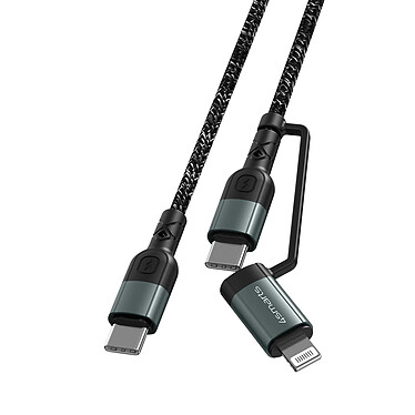 4smarts Câble 2 en 1 Lightning + USB-C Transfert Charge 1.5m  ComboCord CL Noir