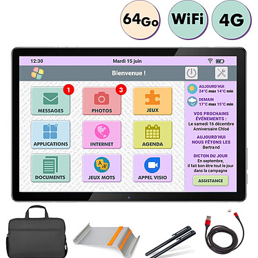 Pack Facilotab L Rubis - 10,1 64 Go Noir WiFi 4G - Tablette