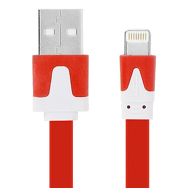 Avizar Câble Plat 3m Rouge USB Compatible iPhone iPad iPod Charge et Synchronisation