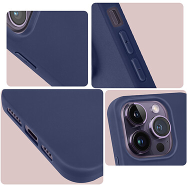 Avizar Coque pour Apple iPhone 14 Pro Silicone Flexible Finition Mate Anti-traces  bleu nuit pas cher