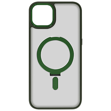 Avizar Coque MagSafe pour iPhone 15 Plus Silicone Gel Anneau Fonction Support  Dos Givré Contour Vert