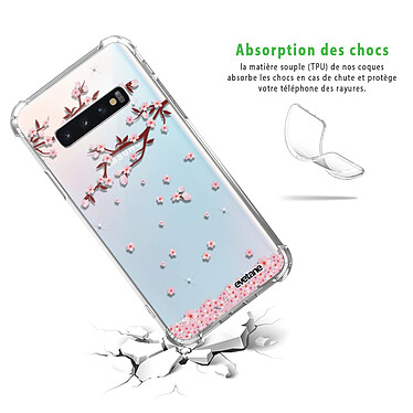 Avis Evetane Coque Samsung Galaxy S10 anti-choc souple angles renforcés transparente Motif Chute De Fleurs