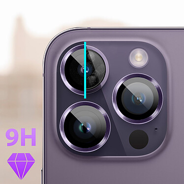 Avis Avizar Film Caméra iPhone 14 Pro et 14 Pro Max Dureté 9H Contour Métal violet  Transparent