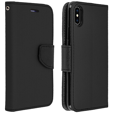 Avizar Housse Apple iPhone X / XS Etui Porte-carte Fonction Stand Fancy Style - noir