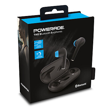 Powerade 480021 - Ecouteurs intra auriculaire avec micro Bluetooth TWS - noir et bleu pas cher