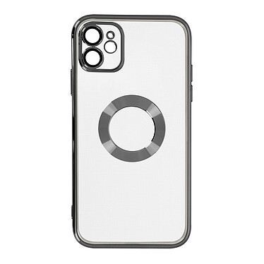 Avizar Coque iPhone 11 Silicone Bloc Caméra Couvert  Transparent Contour Noir Chromé