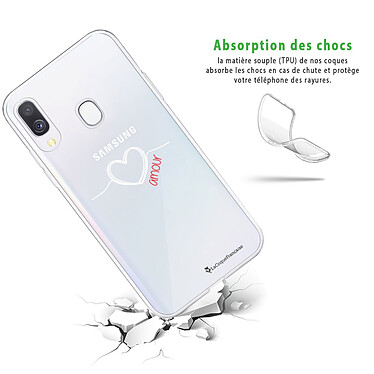 Avis LaCoqueFrançaise Coque Samsung Galaxy A20e 360 intégrale transparente Motif Coeur Blanc Amour Tendance