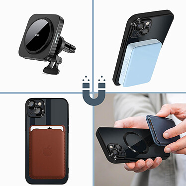 Acheter Avizar Coque MagSafe pour iPhone 14 Plus Silicone Protection Caméra  Contour Chromé Noir