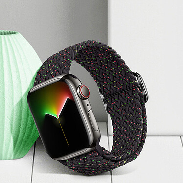 Acheter Avizar Bracelet pour Apple Watch 41mm et 40mm et 38 mm Nylon Tressé Ajustable par Boucle Métallique  noir à motif multicolore