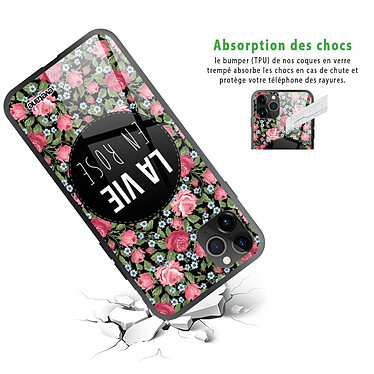 Avis Evetane Coque en verre trempé iPhone 11 Pro La Vie en Rose
