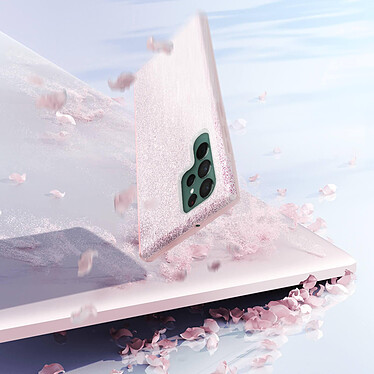 Avizar Coque pour Samsung Galaxy S22 Ultra Design Paillette Amovible Silicone  rose pas cher
