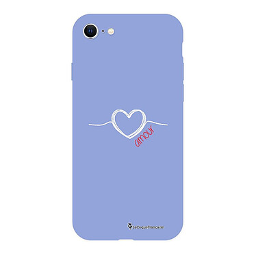 LaCoqueFrançaise Coque iPhone 7/8/ iPhone SE 2020 Silicone Liquide Douce lilas Coeur Blanc Amour