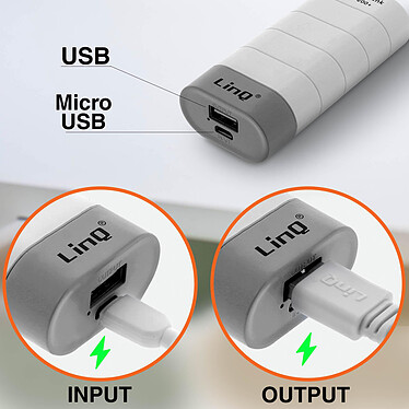 LinQ Batterie de secours Universel Chargeur Externe USB 1A 6000mAh  Blanc et Gris pas cher