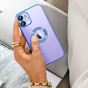 Acheter Avizar Coque iPhone 12 Silicone Bloc Caméra Couvert  Transparent Contour Bleu Chromé