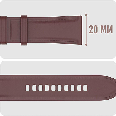 Acheter Avizar Bracelet Cuir pour Galaxy Watch 4 Watch 3 41mm Huawei Watch GT 3 42mm Marron