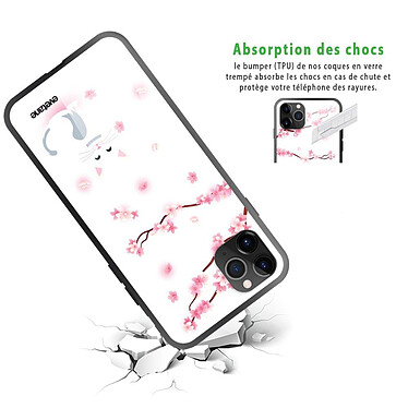 Avis Evetane Coque en verre trempé iPhone 11 Pro Chat et Fleurs