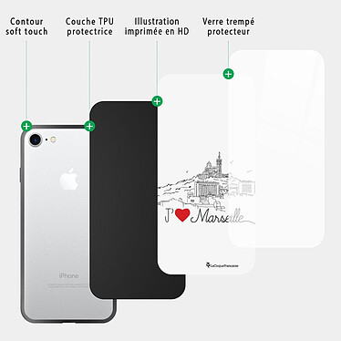 Acheter LaCoqueFrançaise Coque iPhone 7/8/ iPhone SE 2020/ 2022 Coque Soft Touch Glossy J'aime Marseille Design