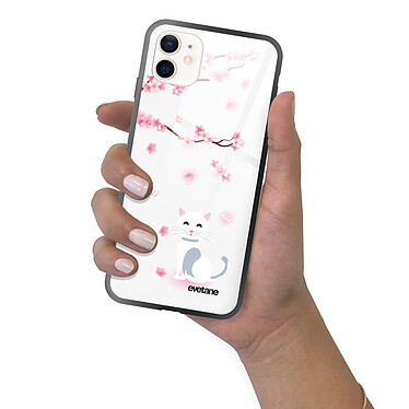 Evetane Coque iPhone 12 Mini Coque Soft Touch Glossy Chat et Fleurs Design pas cher