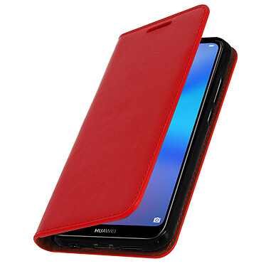 Avizar Etui Huawei P20 Lite Housse Cuir Portefeuille Fonction Support - Rouge