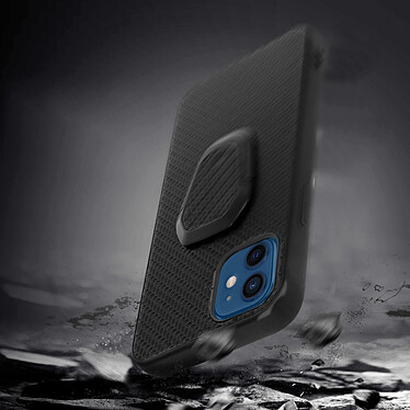 Avis Avizar Coque iPhone 12 Mini en éco-cuir Anti-choc Bague métallique Sur-mesure – Noir