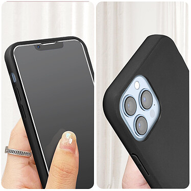 Acheter Avizar Coque pour iPhone 13 Pro Souple Noir et Verre Trempé 9H  Transparent