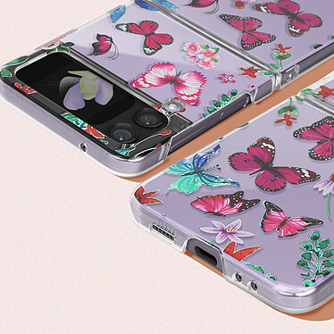 Acheter Avizar Coque pour Galaxy Z Flip 4 Rigide à Motifs Papillon Rose  Transparent