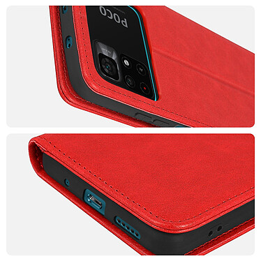 Avizar Étui pour Xiaomi Poco M4 Pro Clapet Portefeuille Support Vidéo  Rouge pas cher