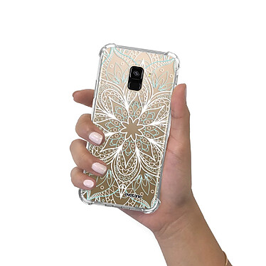 Evetane Coque Samsung Galaxy A8 2018 anti-choc souple angles renforcés transparente Motif Mandala Turquoise pas cher