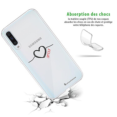 Avis LaCoqueFrançaise Coque Samsung Galaxy A50 360 intégrale transparente Motif Coeur Noir Amour Tendance