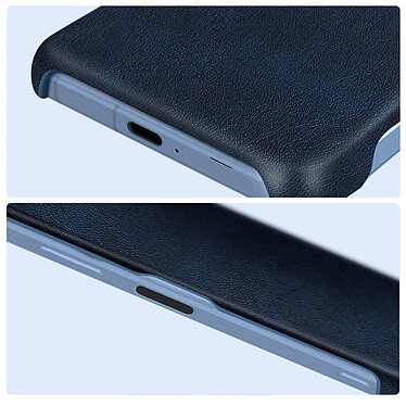 Avizar Coque pour Sony Xperia 5 V Rigide revêtement Simili Cuir  Bleu nuit pas cher