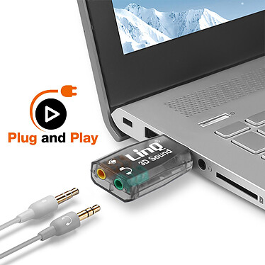LinQ Carte Son Externe USB vers 2 Jack 3.5mm Audio Microphone Surround 5.1  noir pas cher