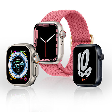 Avizar Bracelet pour Apple Watch 41mm et 40mm et 38 mm Nylon Tressé Ajustable par Boucle Métallique  rose pas cher