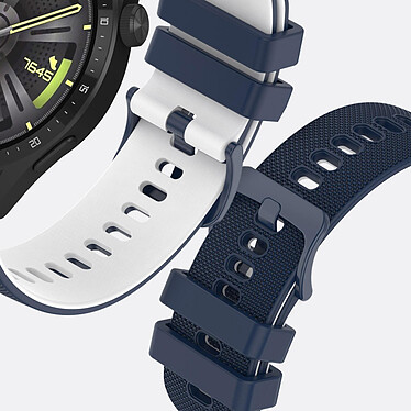 Acheter Avizar Bracelet pour Huawei Watch GT3 46mm Silicone BiColore Texturé Bleu / Blanc