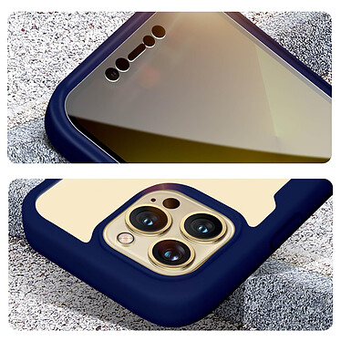 Avizar Coque 360° pour iPhone 13 Pro Max Dos Rigide Protection Écran Souple Coins Renforcés  Contour bleu pas cher