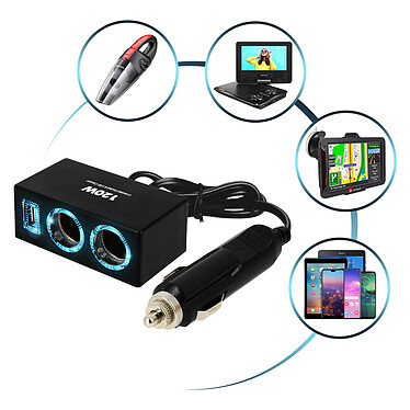Avizar Chargeur Voiture Allume-cigare 2 port USB 2400mA avec LED  indicatrice de charge - Chargeur allume-cigare - LDLC