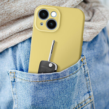 Avizar Coque Silicone pour iPhone 15 Caméra Protégée Doux au Toucher  Jaune pas cher