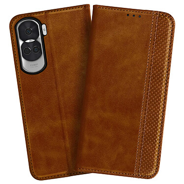 Acheter Avizar Étui pour Honor 90 Lite Portefeuille Motif Croisillon CrossWeave Wallet marron