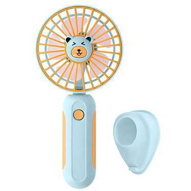 Avizar Mini Ventilateur de Poche Design Tête d'ours avec Support Bureau Bleu Pâle pas cher