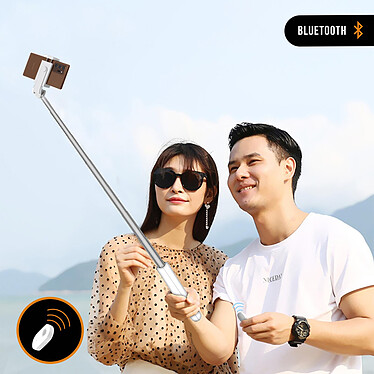 Avis LinQ Perche Selfie Sans-fil Bluetooth avec Fonction Trépied Rotatif à 360°  Blanc