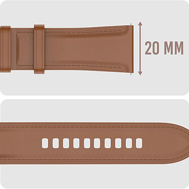Acheter Avizar Bracelet Cuir pour Galaxy Watch 4 Watch 3 41mm Huawei Watch GT 2 42mm Marron