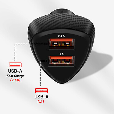 Avis Forcell Chargeur Voiture Double USB 3.4A Charge Rapide Elégant  Noir Carbone