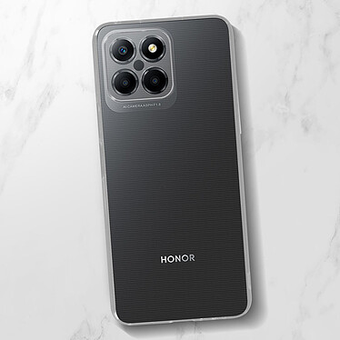 Avizar Coque pour Honor X8 5G et Honor X6 Silicone Souple et Film Verre Trempé 9H  transparent contour noir pas cher