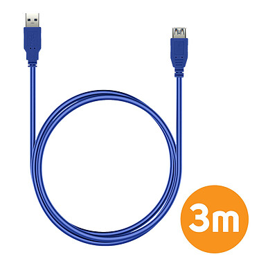LinQ Câble USB 3.0 Mâle vers USB 3.0 Femelle Rallonge 3m  Bleu pas cher