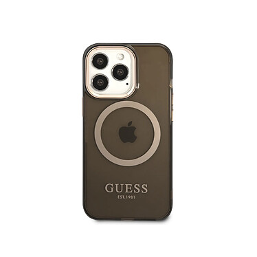 Guess Coque Magsafe pour Apple iPhone 14 Pro Max TPU Gold Outline Noir