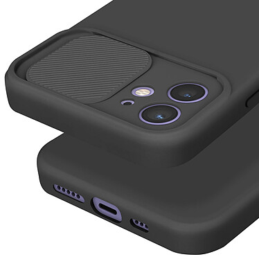 Avis Avizar Coque pour iPhone 12 Silicone Souple Cache Caméra Coulissant  noir