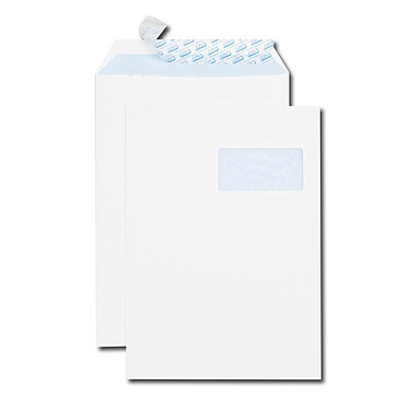 GPV Paquet 50 pochettes blanc auto-adhésives 90g ft C4 229 x 324 mm fenêtre 50 x 100 mm